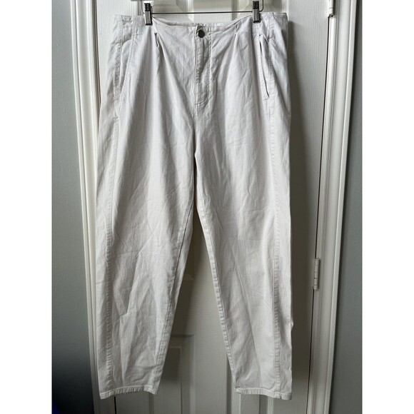 Eileen Fisher Pants - Eileen Fisher White Denim Straight Leg High Rise Ankle Organic Cotton Sz 16